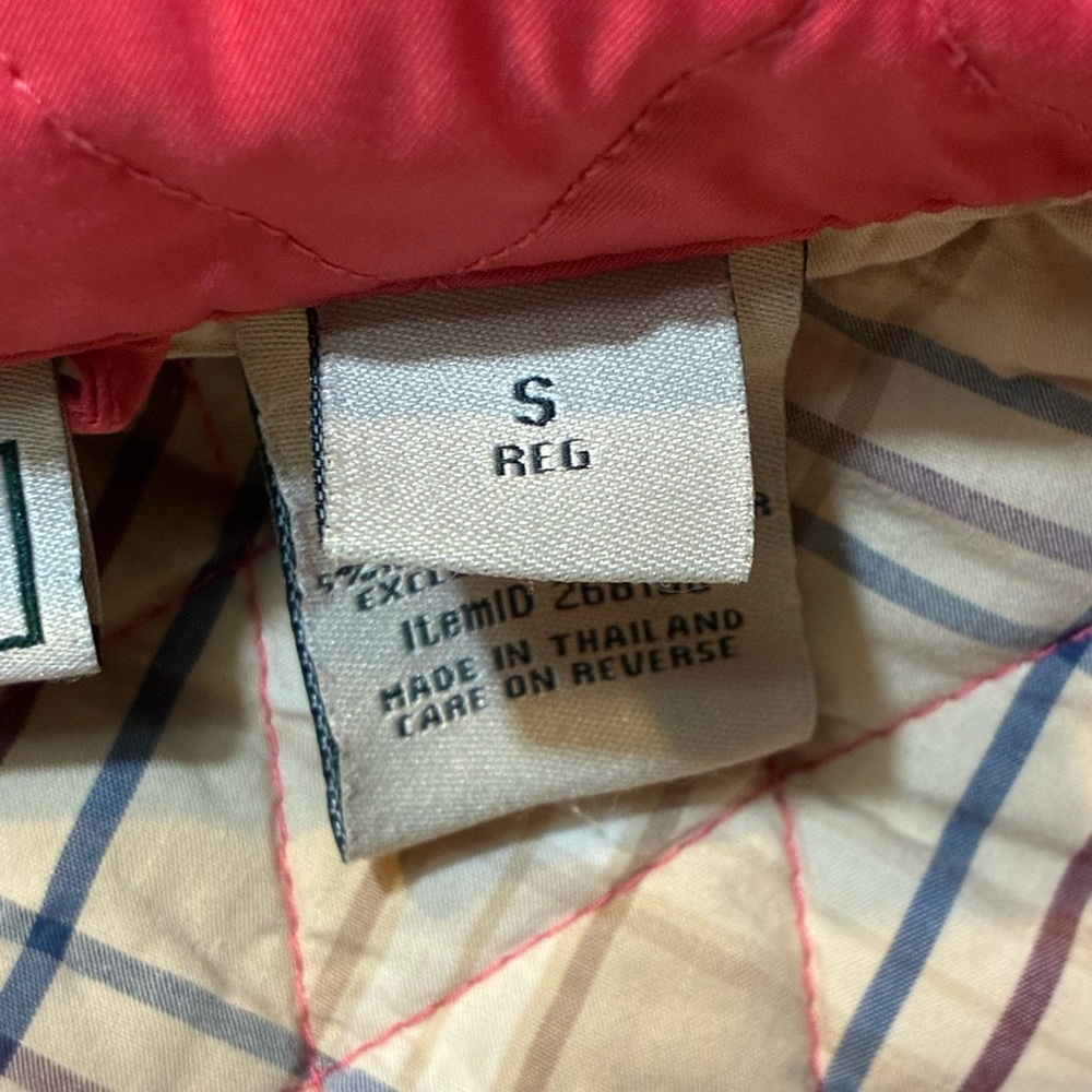 LL Bean Diamond Quilted Plaid Lining coral Women’s Riding Jacket Small 268156 - Picture 10 of 12
